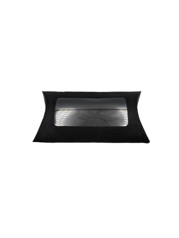 geschenkeverpackung-pillowbox-schwarz-mit-sichtfenster-14x7cm